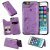 iPhone 6/6s Bee and Cat Embossing Magnetic Card Slots Stand Cover Purple