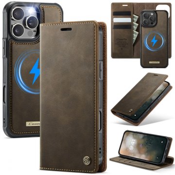CaseMe iPhone 16 Pro 2-in-1 Magnetic Wallet Case – Wireless Charging & RFID Blocking Coffee