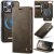 CaseMe iPhone 16 Pro Max 2-in-1 Magnetic Wallet Case – Wireless Charging & RFID Blocking Coffee