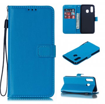 Samsung Galaxy A40 Wallet Magnetic Kickstand Leather Case Sky Blue