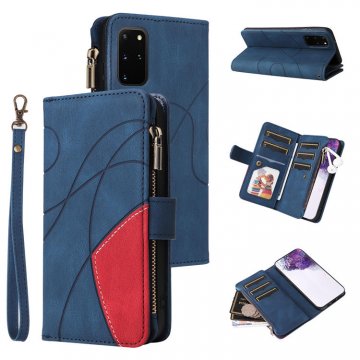Samsung Galaxy S20 Plus Zipper Wallet Magnetic Stand Case Blue