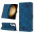 Skin-friendly Samsung Galaxy S23 Plus Wallet Stand Case with Wrist Strap Blue