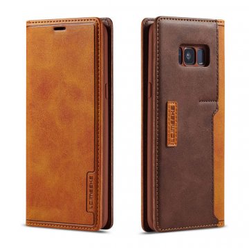 LC.IMEEKE Samsung Galaxy S8 Wallet Magnetic Stand Case with Card Slots Brown