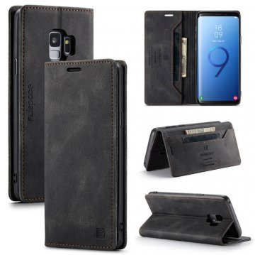 Autspace Samsung Galaxy S9 Wallet Kickstand Case Black