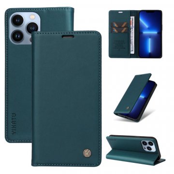 YIKATU iPhone 13 Pro Max Wallet Kickstand Magnetic Case Blue