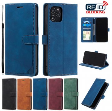 iPhone 12 Pro Max Wallet RFID Blocking Kickstand Case Blue