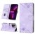 Skin-friendly iPhone 13 Pro Max Wallet Stand Case with Wrist Strap Purple