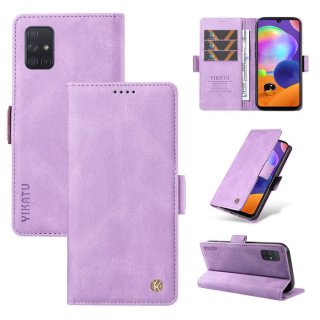 YIKATU Samsung Galaxy A71 4G Skin-touch Wallet Kickstand Case Purple