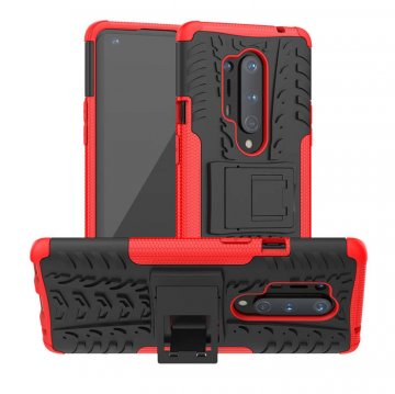 OnePlus 8 Pro Hybrid Rugged PC + TPU Kickstand Case Red