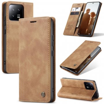 CaseMe Xiaomi 13 Wallet Retro Suede Leather Case Brown