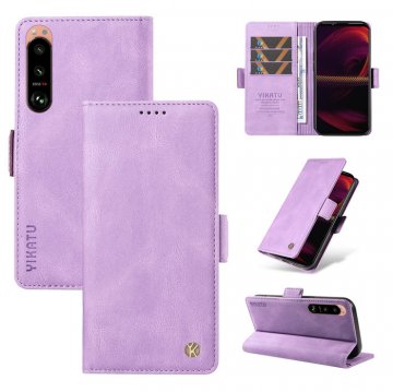 YIKATU Sony Xperia 5 III Skin-touch Wallet Kickstand Case Purple