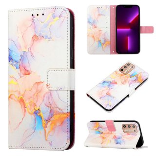 Marble Pattern Moto G9 Plus Wallet Stand Case Marble White