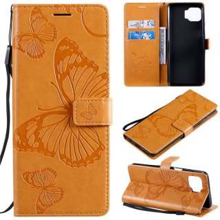 Motorola Moto G 5G Plus Embossed Butterfly Wallet Magnetic Stand Case Yellow