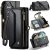 CaseMe iPhone 17 Wallet RFID Blocking Crossbody Case with Wireless Charging Black