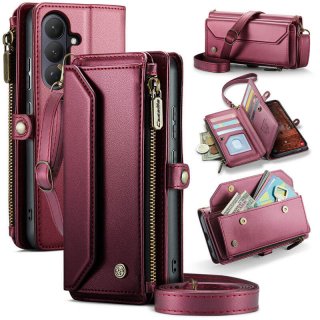 CaseMe Samsung Galaxy S26 RFID Blocking Wallet Crossbody Case with Wireless Charging Red