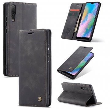 CaseMe Huawei P20 Wallet Kickstand Magnetic Case Black