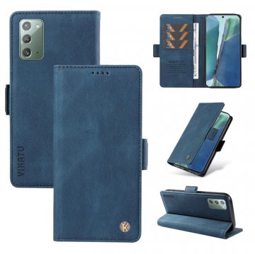 YIKATU Samsung Galaxy Note 20 Skin-touch Wallet Kickstand Case Blue