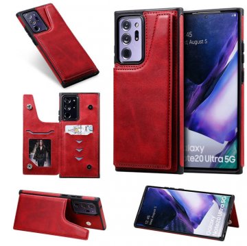 Samsung Galaxy Note 20 Ultra Luxury Leather Magnetic Card Slots Stand Cover Red