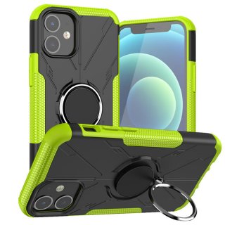 iPhone 12 Mini Hybrid Rugged PC + TPU Ring Kickstand Case Green