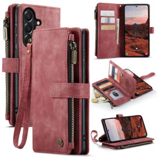 CaseMe Samsung Galaxy A37 Wallet kickstand Case with Wrist Strap Red