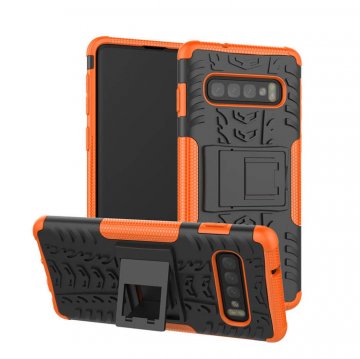 Samsung Galaxy S10 Hybrid Rugged PC + TPU Kickstand Case Orange