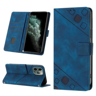 Skin-friendly iPhone 11 Pro Max Wallet Stand Case with Wrist Strap Blue