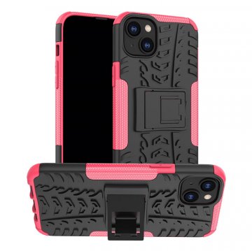 Dual Layer Hybrid Anti-Slip iPhone 14 Plus Kickstand Case Rose