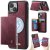 CaseMe iPhone 14 2-in-1 Detachable Magnetic Wallet Case with RFID Blocking, Card Holder & MagSafe Compatible - Red