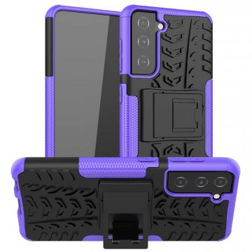 Samsung Galaxy S21 Hybrid Rugged PC + TPU Kickstand Case Purple