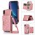 Bling Crossbody Bag Wallet iPhone XR Case with Lanyard Strap Rose Gold
