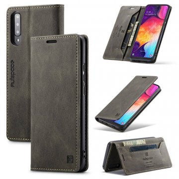 Autspace Samsung Galaxy A50 Wallet Kickstand Magnetic Case Coffee