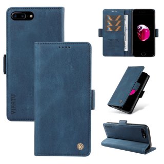 YIKATU iPhone 7 Plus/8 Plus Skin-touch Wallet Kickstand Case Blue