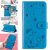 iPhone 7 Plus/8 Plus Embossed Cat Bee Wallet Stand Case Blue