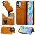 iPhone 12 Luxury Leather Magnetic Card Slots Stand Cover Brown