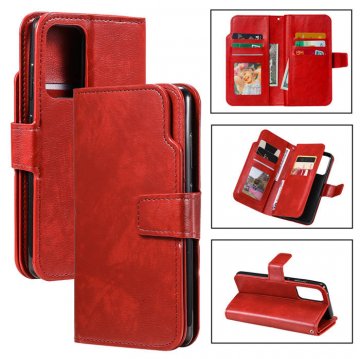 Samsung Galaxy A52 5G Wallet 9 Card Slots Magnetic Case Red