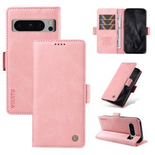 YIKATU Google Pixel 8 Pro Skin-touch Wallet Kickstand Case Pink