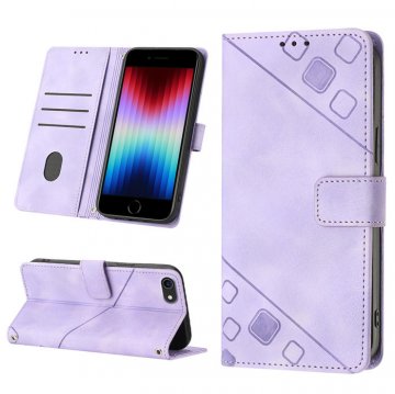 Skin-friendly iPhone 7/8/SE 2020/SE 2022 Wallet Stand Case with Wrist Strap Purple