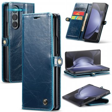 CaseMe Samsung Galaxy Z Fold 5 Luxury Wallet Magnetic Case Blue