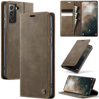 CaseMe Samsung Galaxy S21 Magnetic Wallet Case with RFID Blocking Coffee