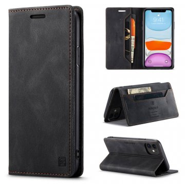 Autspace iPhone 11 Wallet Kickstand Magnetic Shockproof Case Black