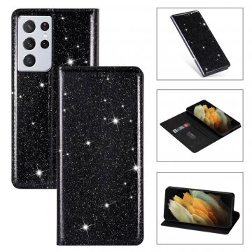 Samsung Galaxy S21/S21 Plus/S21 Ultra Wallet Glitter Leather Case Black
