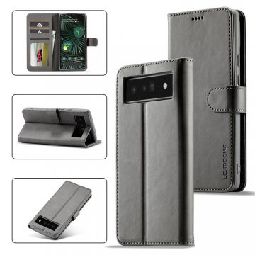 LC.IMEEKE Google Pixel 6 Wallet Magnetic Stand Case Gray