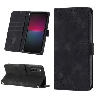 Skin-friendly Sony Xperia 10 IV Wallet Stand Case with Wrist Strap Black