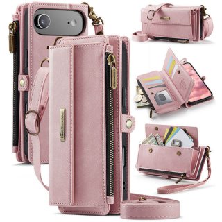 CaseMe iPhone Air Crossbody Wallet Case with RFID Blocking & Wireless Charging Pink