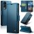 CaseMe Samsung Galaxy S25 Edge Wallet RFID Blocking Magnetic Buckle Case Blue