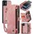 CaseMe iPhone 12 Mini Zipper Wallet Case with Wrist Strap Pink