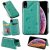 iPhone XR Bee and Cat Embossing Magnetic Card Slots Stand Cover Green