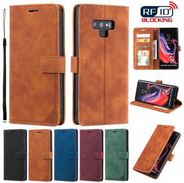 Samsung Galaxy Note 9 Wallet RFID Blocking Kickstand Case Brown