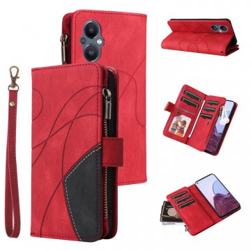 OnePlus Nord N20 5G Zipper Wallet Magnetic Stand Case Red