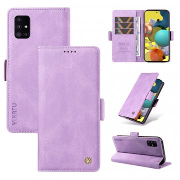 YIKATU Samsung Galaxy A51 4G Skin-touch Wallet Kickstand Case Purple